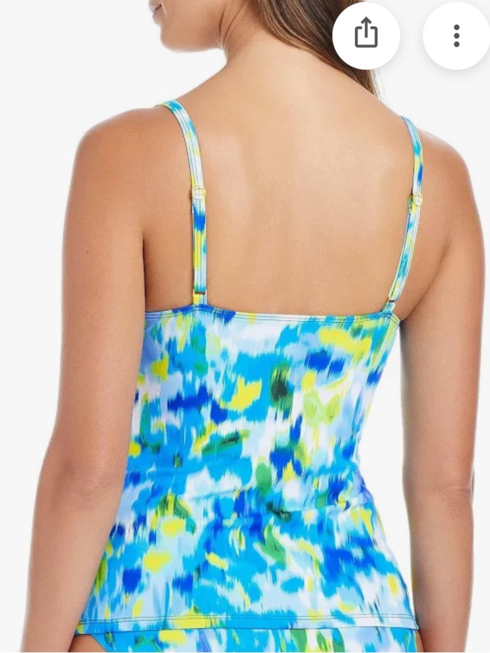 Bleu Rod Beattie NWT 8 Blue, Aqua and Yellow tie dye tummy control Tankini Top - Picture 2 of 10